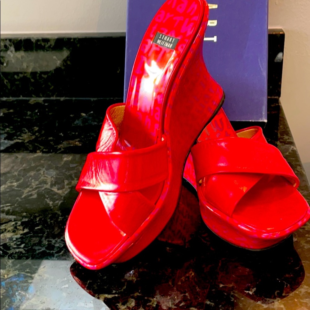 Stuart Weitzman(9M) Red Platform Wedge -Awesome!!!
